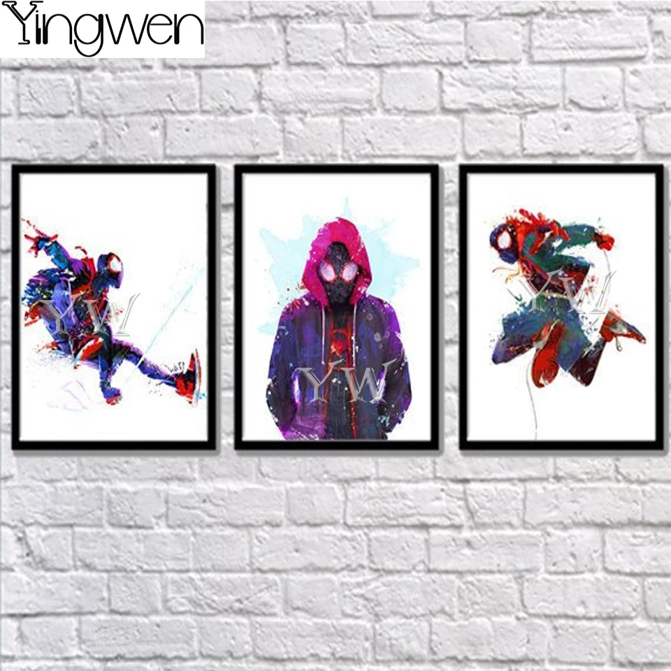 5D DIY diament malarstwo Spiderman 3 sztuk krzyż zestaw do szycia pełny haft diamentowy mozaika Marvel Superhero Home Decor tryptyk