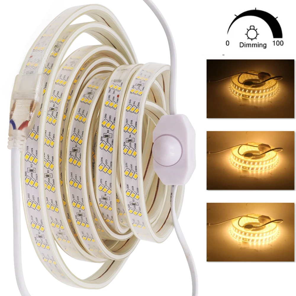 

Dimmerable LED Strip 220V 240V EU UK Waterproof 180Leds/m Warm White /White Flexible Ribbon Tape LED Strip Lamp