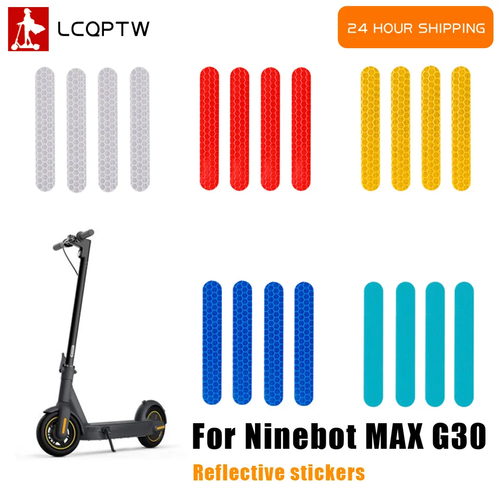 4pcs/set New Front Rear Wheel Cover Eflective Sticker for Ninebot Max G30 Electric Scooter Warning Dustproof Reflective Sticker