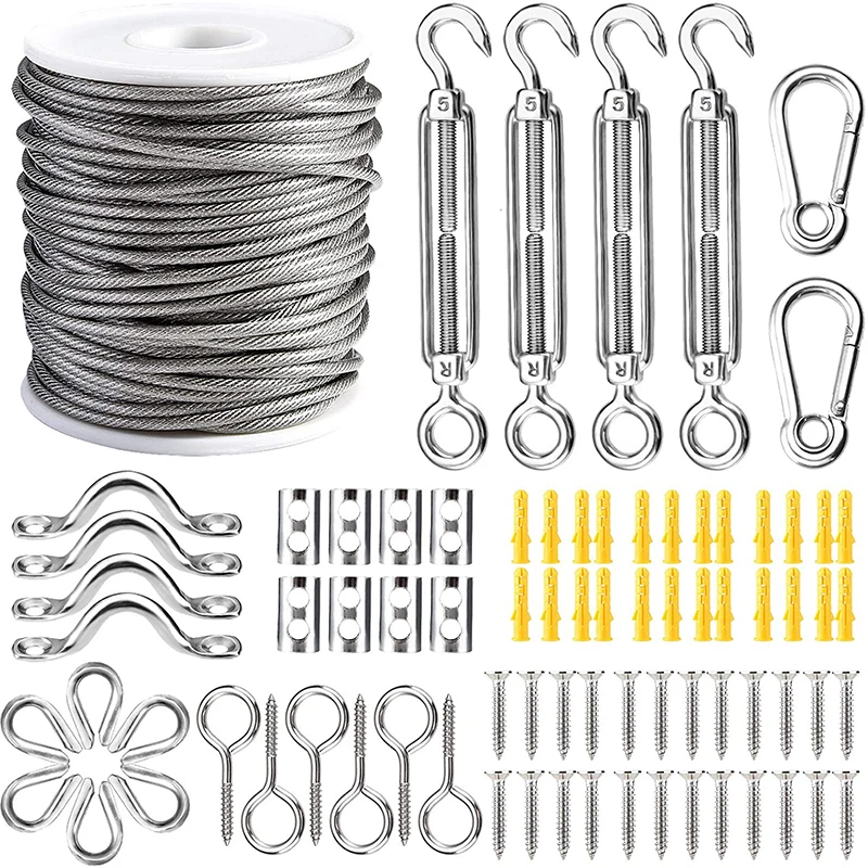 15/25/30/50 Meter Steel PVC Coated Flexible Wire Rope Soft Cable Transparent Stainless Steel Clothesline Diameter 2mm Kit