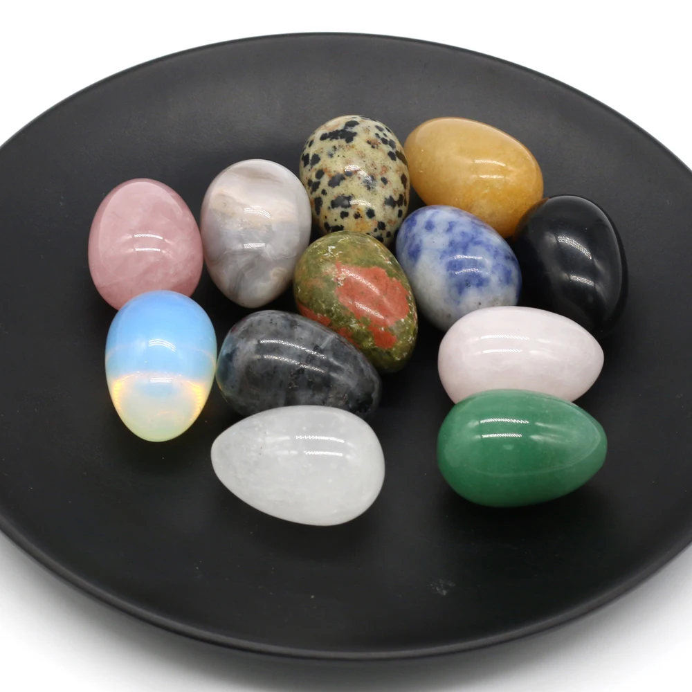 10Pcs Natural Semi-precious Stone Easter Eggs Happy Easter Decorations Pigeon Eggs DIY Craft Kids Gift Favor Home Decor Easter