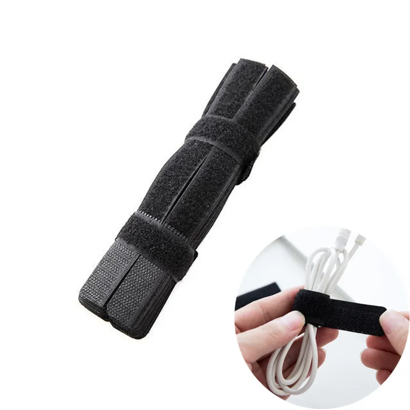 50Pcs Schwarz Kabel Krawatten Kabel Management Halter Linie Band Haken und Schleife Sticky Gesichert Band Kabel Wickler Draht ordentlich Veranstalter