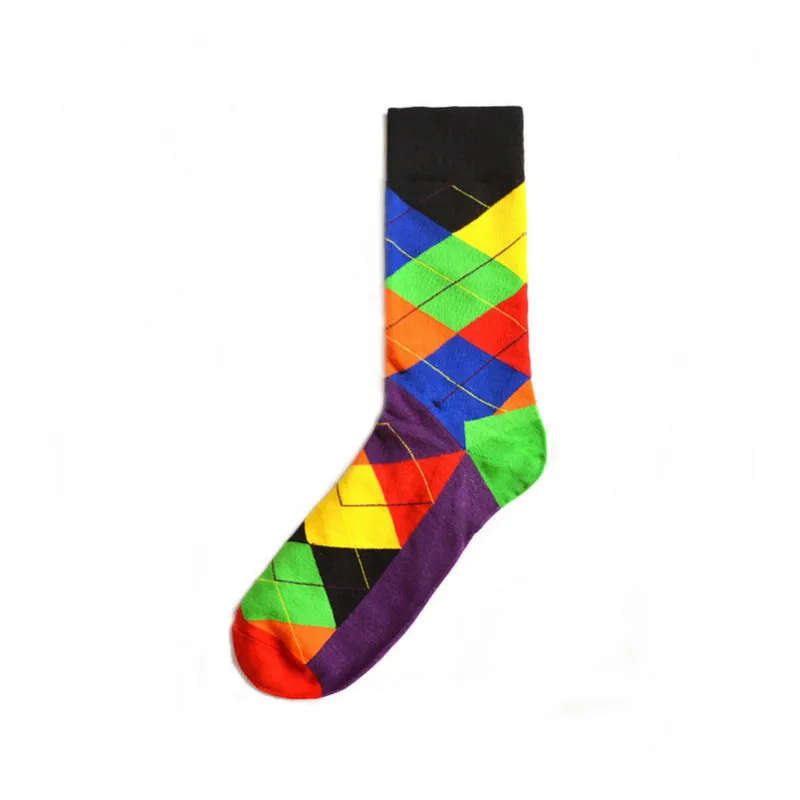 1 Pair Harajuku Style Socks Men Funny Cartoon Cat Shark Avocado Printed Happy Socks New Spring Combed Cotton Calcetines