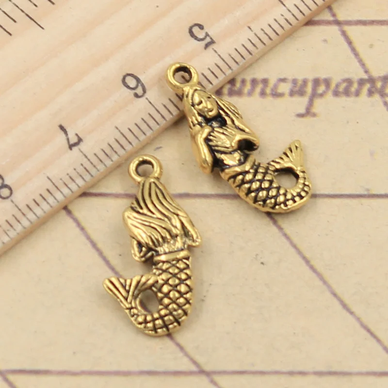 10pcs Charms mermaid 22x12mm Tibetan Bronze Silver Color Pendants Antique Jewelry Making DIY Handmade Craft