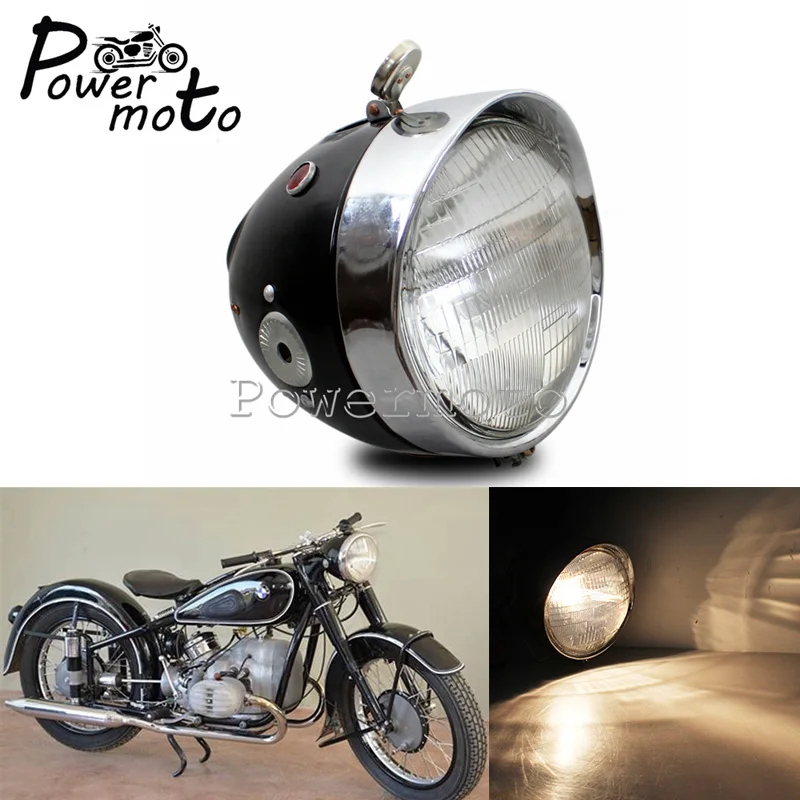 For BMW Zündapp DB DS DBK KS K750 KS750 M1 M72 R12 R61 R75 BW40 Cafe Racer Steel Motorcycle Retro Headlight Front Lamps Headlamp