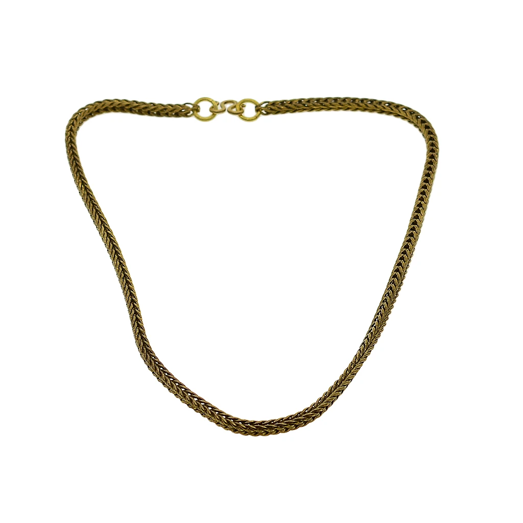 viking Punk biker Fine solid brass  4mm thick square foxtail chain necklace choker W connector clasp gift necklace