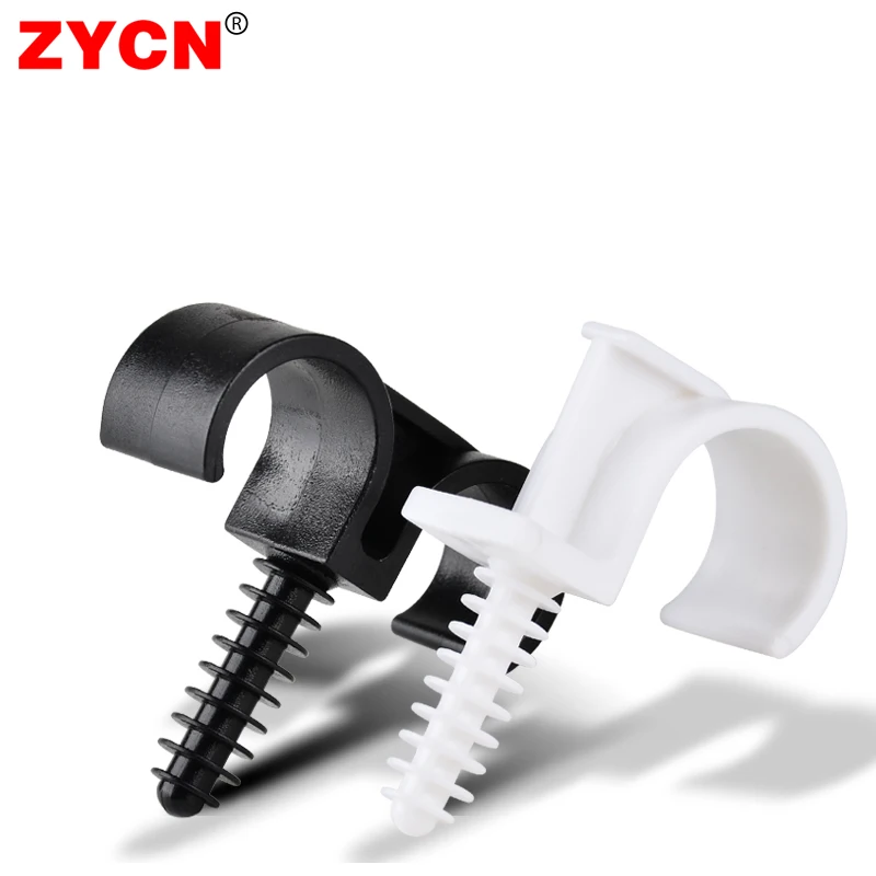 20Pcs 20/25mm Single Double Pipe Clamp Fixed Wall Buckle Water Cable Fixation Plastic Saddle Clip Integrated Molding Bracket