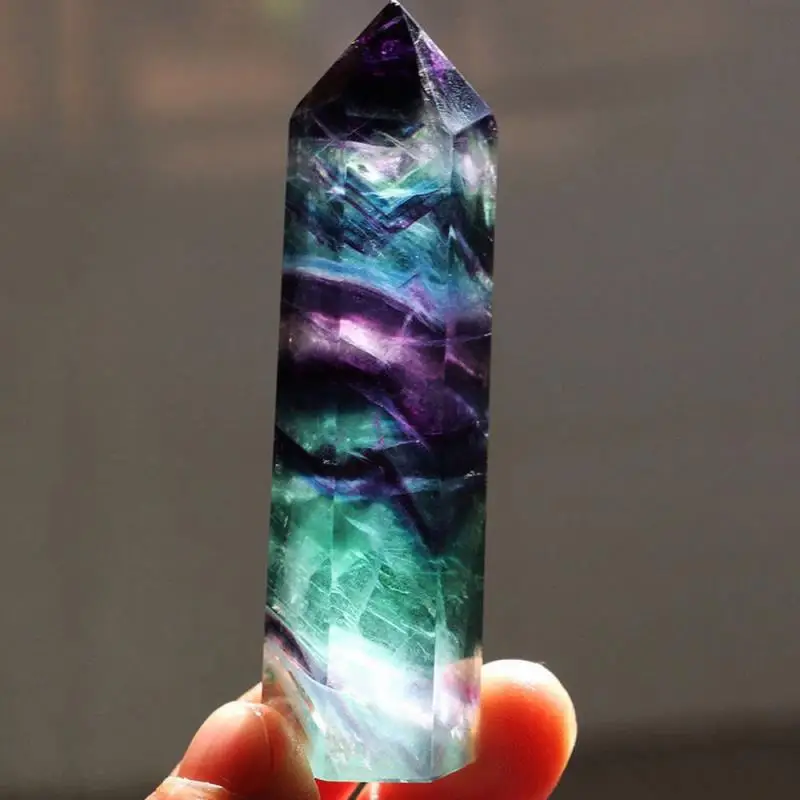 Rare Natural Color Fluorite Crystal Point Healing