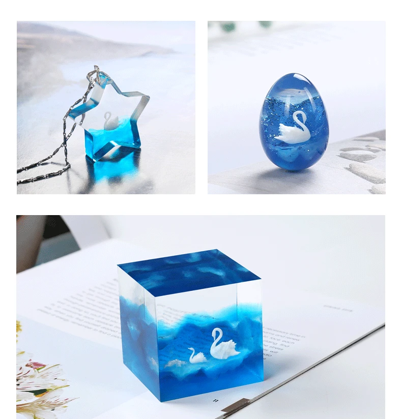 3pcs / lot 3D Swan Jewelry UV Resin DIY Craft Nail Handmade Resin Jewelry Transparent Paper Filler Material