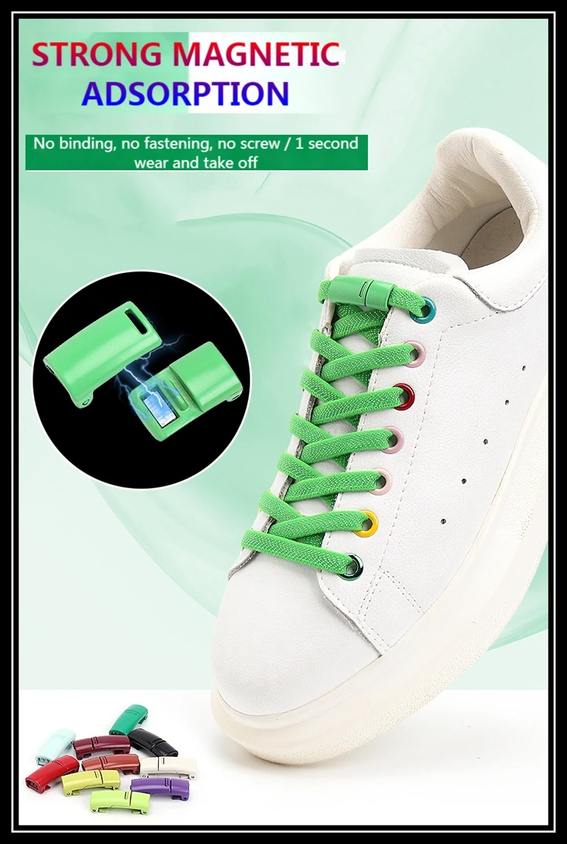 20 Farben Flache Schnürsenkel für Sneaker, Elastische Schnürsenkel ohne Binden, Schnelles An- und Ausziehen, Lazy Shoes Schnürsenkel Gummiband – Detail 1