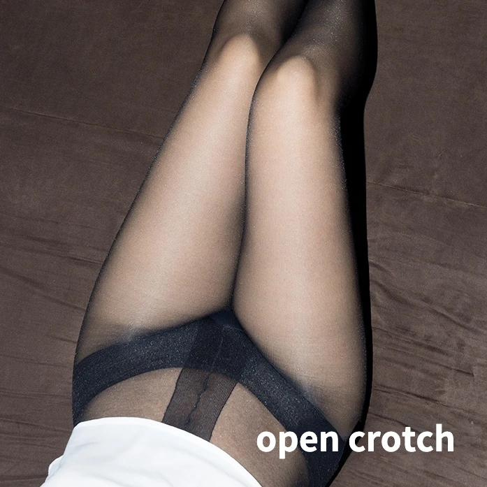 Sexy Ultra-thin Oil Shiny Tights Open Crotch Medias Hot Women's Shiny Flashing T Crotch Seamless Pantyhose Transparent Stockings