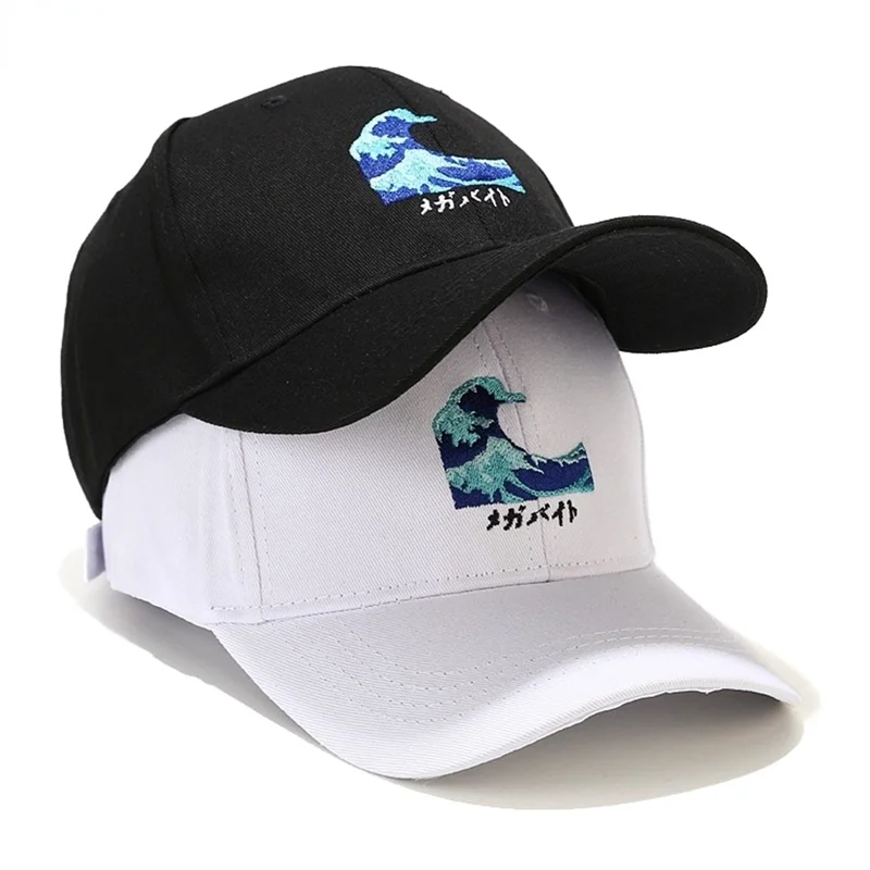 Summer Unisex Embroidery Sea Wave Baseball Cap Hip Hop Men Wavy Snapback Hat Women Cotton Adjustable Curved Summer Hat Gorras