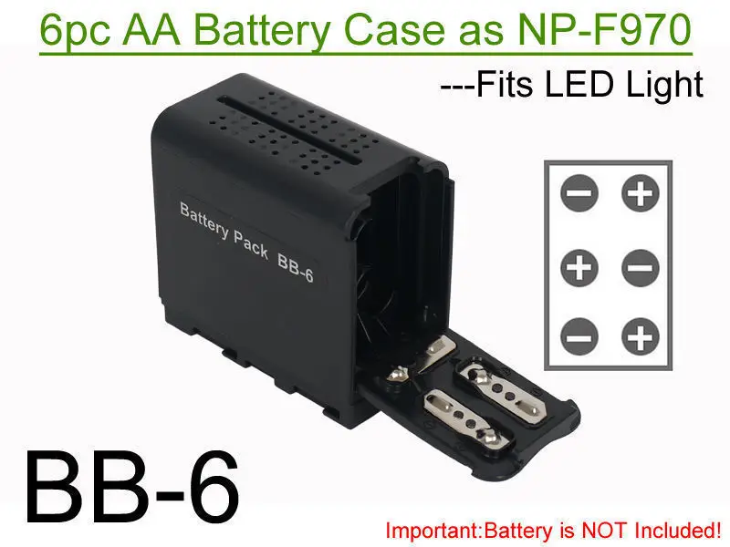 FALCON EYES 6pcs แบตเตอรี่ AA Pack Case เช่น NP-F970 สำหรับ LED แผงไฟวิดีโอหรือ Monitor YN300 II,DV-160V