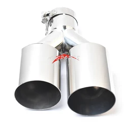 Simgle Layer Dual Exhaut Pipe Universal Left Or Right Side Double Shinny Stainless Steel Car Muffler Tip