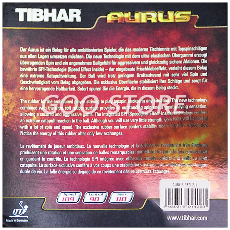 TIBHAR AURUS / AURUS SOUND / SOFT Original TIBHAR Tischtennis-Gummi-Ping-Pong-Schwamm – Detail 12