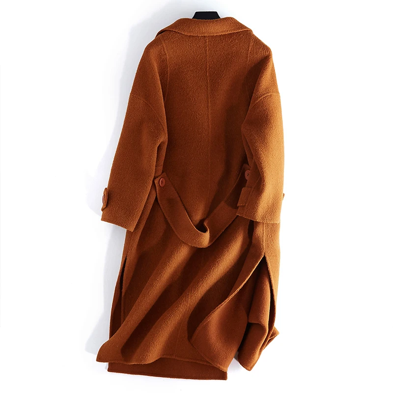 2020 New Wool Wool Loose Coat Two-sided Wool Overcoat Girls Long Fund Cashmere Suit Lead Heavy Cloth