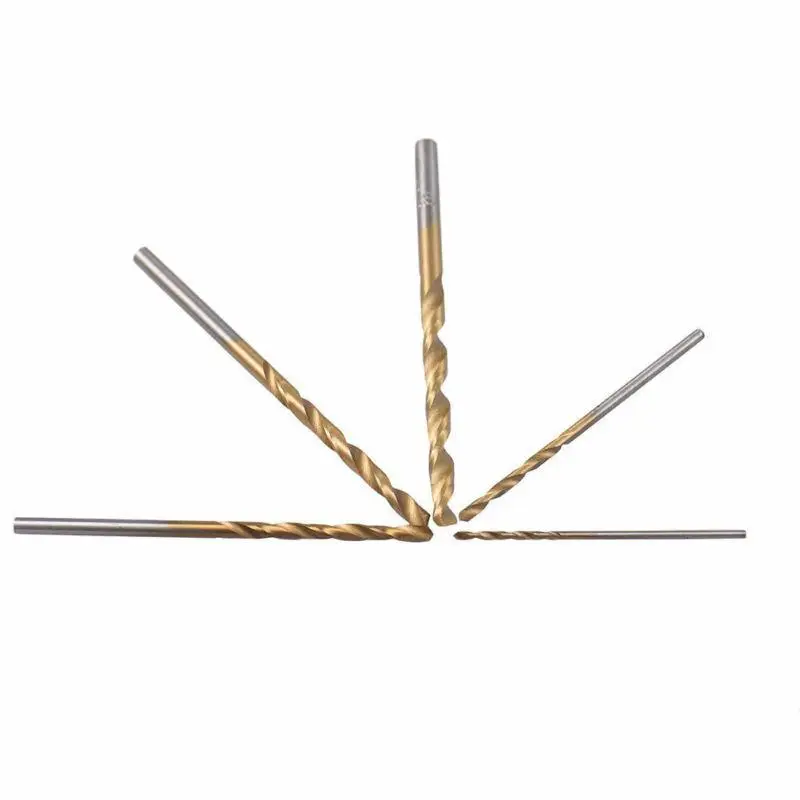 50Pcs 1/1/2/2//3mm punte elicoidali rivestite in titanio punte elicoidali in acciaio ad alta velocità per la lavorazione del legno plastica e alluminio
