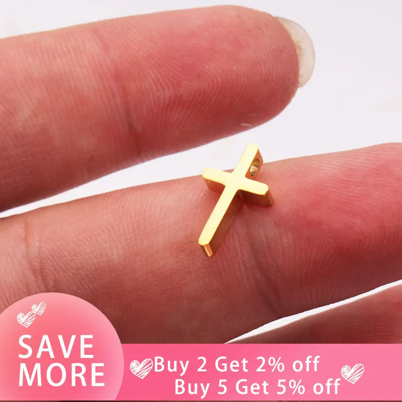 Fnixtar 20Pcs Cute Crosses Charms Mirror Polish Stainless Steel Connector Charms For DIY Making Necklace Braid Bracelets Jewelry