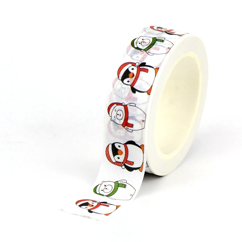 NEW 10PCS./Lot Decorative Penguin and Polar bear Christmas Washi Tapes for Journaling Adhesive Masking Tape Cute Papeleria