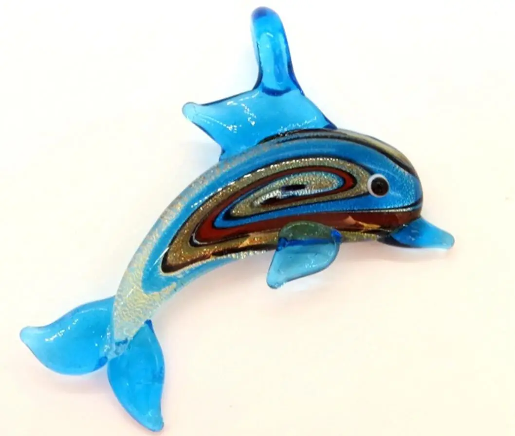 New Handmade Murano Lampwork Glass LiuLi Dolphin Pendant 60*40MM Fit Necklace  LL67