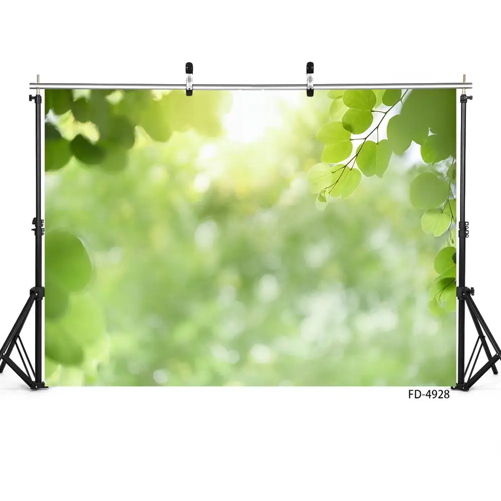 Green Leaves Bokeh Photography Background Computer Printed Backdrops for Wedding Children Portrait Spring Photocall Photo Studio