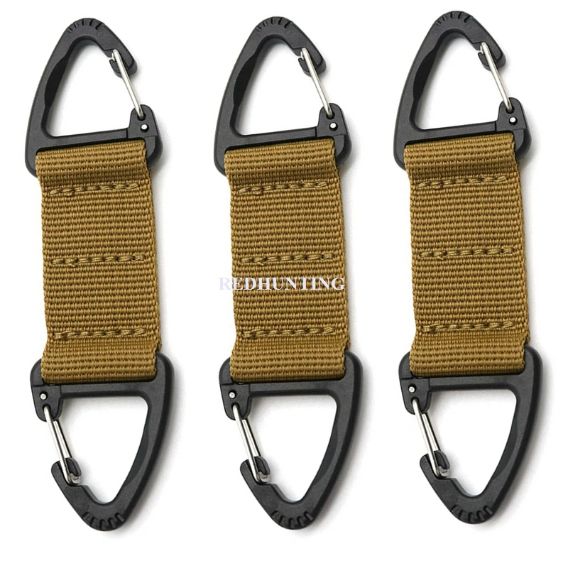 4.72 inches Double Plastic Triangle Tactical Nylon Belt Clip Molle Hooks Key Holder Carabiner Buckle Keychain
