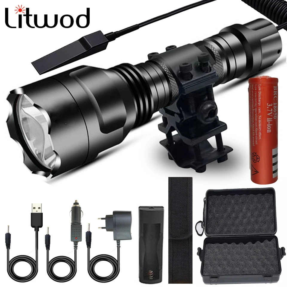 XHP50 Tactical Light Flashlight Lamp Torch 5 Shock Resistant Hard Defense Led Bulbs C8 Litwod Hunting Aluminum Black T6 3800 15W