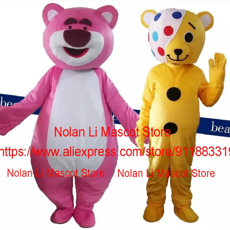 

High Quality Pink Bear Yellow Mascot Costume Set Adult Disguise Cartoon Doll Cosplay Birthday Party Festival Event 1073