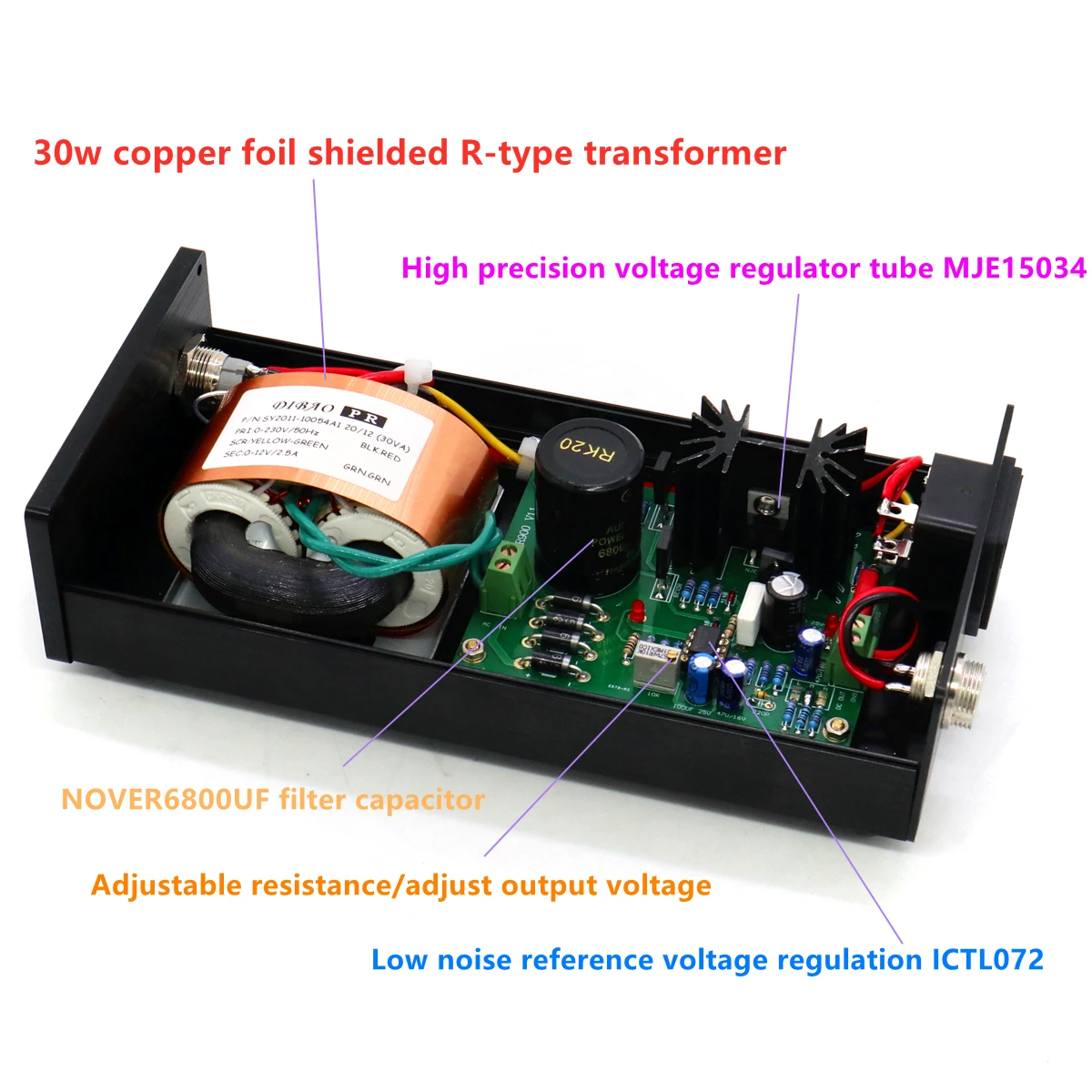 30W DC12V 2A low-ripple audio decoder preamplifier linear power supply provides the DC 5V 9V 15V 24V