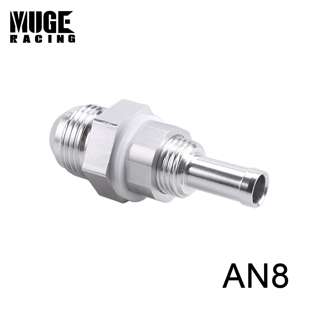 

Silver AN8 3/8 Flare Bulkhead Hose Barb Hose Barbed Connector Aluminum Alloy Universal Fuel Tank Fitting HR014