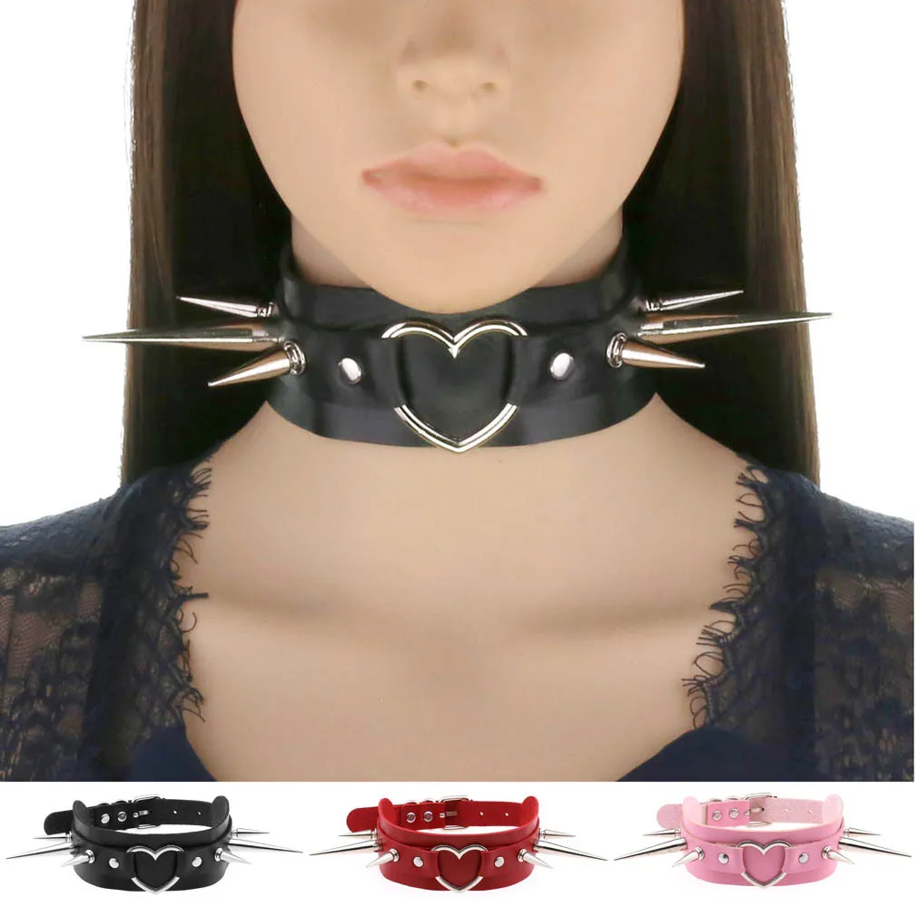 New Harajuku Black Goth Punk Leather Choker Necklaces Women Men Rock Metal Emo Festival Cosplay Party Jewelry Gothic Accessories