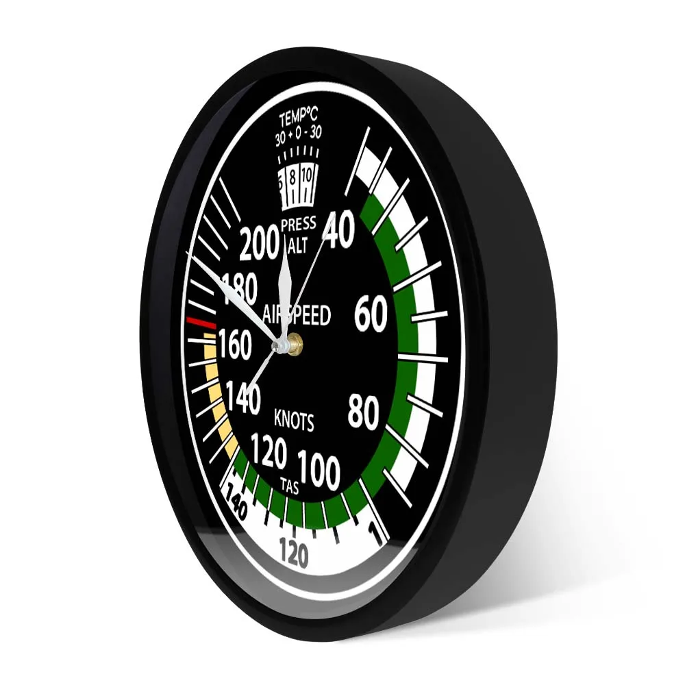 Airspeed Indicator Wall Clock For Pilot Home Décor Airplane Instrument Silent Swept Clock Aviator Mancave Artwork Timepieces