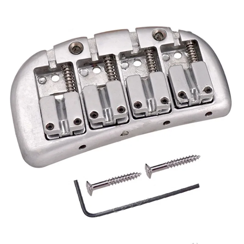 Ein Satz silberne Kurve Grundplatte Doppel kugel 4-saitiger Sattel E-Bass Bridge Gitarre Zubehör Teile Musik instrument – Detail 1