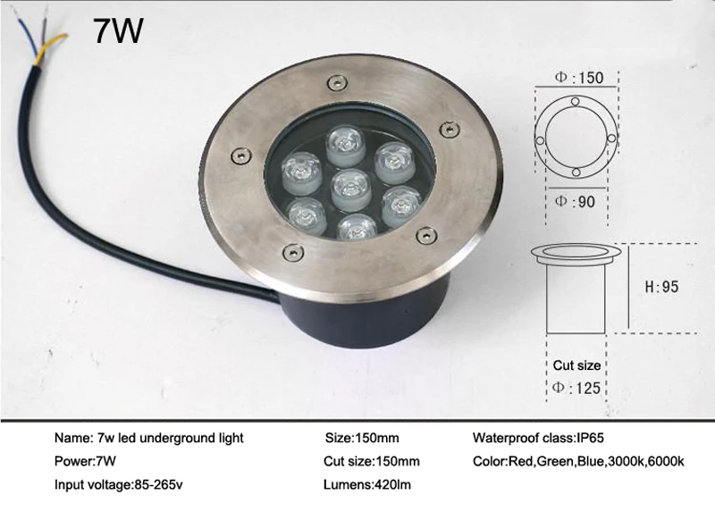 Nuevo 1w / 3w / 5w / 6w / 7w / 9w / 12w / 15w / 18w LED suelo de jardín al aire libre lámpara enterrada subterránea Spot