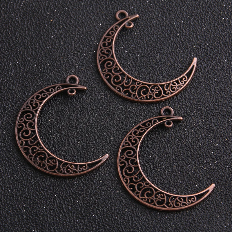 6pieces/lot 30*39mm Eight Colors Vintage Metal Alloy Hollow Moon Charms Jewelry diy Pendants Findings