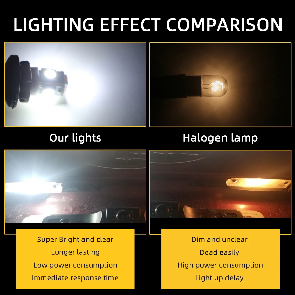 10 buah T10 5W5 W5W bohlam LED 5050 5SMD 12V 7000K putih mesin Pinball Wedge mobil lampu sinyal samping lampu peta pintu kubah Interior