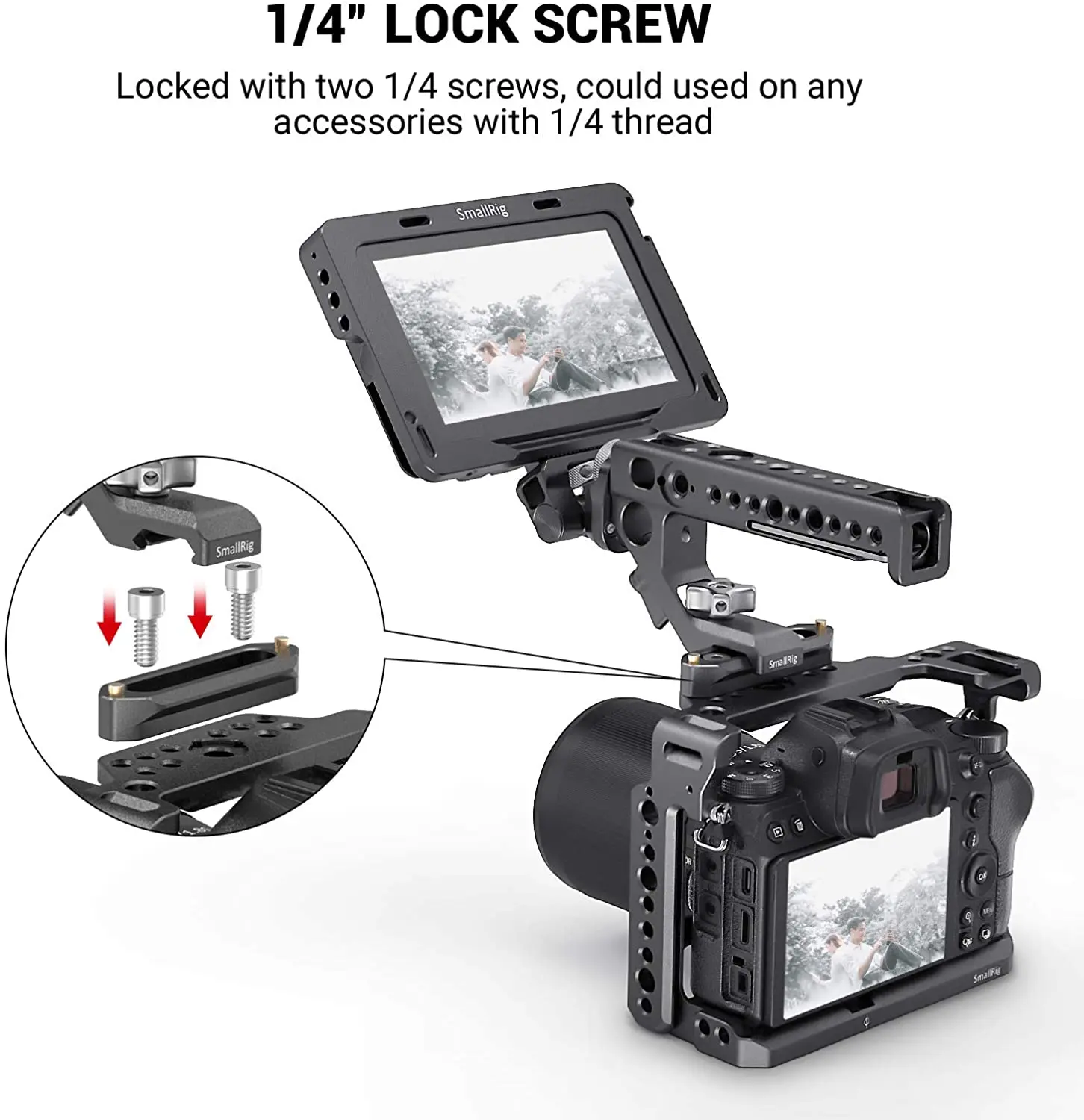 SmallRig Quick Release Safety Nato Rail 70mm Long with Spring Loaded Pins for RED Epic / Scarlet, Black Magic- 1195B