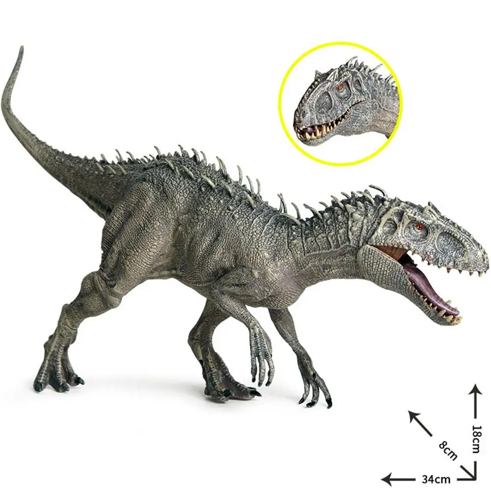 New 34x8x18cm Jurassic Indominus Rex Action Figures Open Mouth Savage Tyrannosaurus Dinossauro World Animals Model Kid Toy