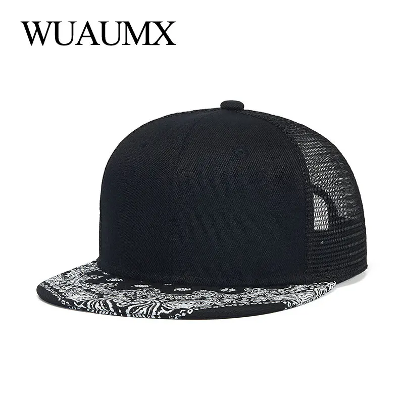 Summer Mesh Trucker Hats Men Black Flat-brimmed Baseball Cap Women Outdoor Sports Hip Hop Snapback Sunscreen Hats Unisex