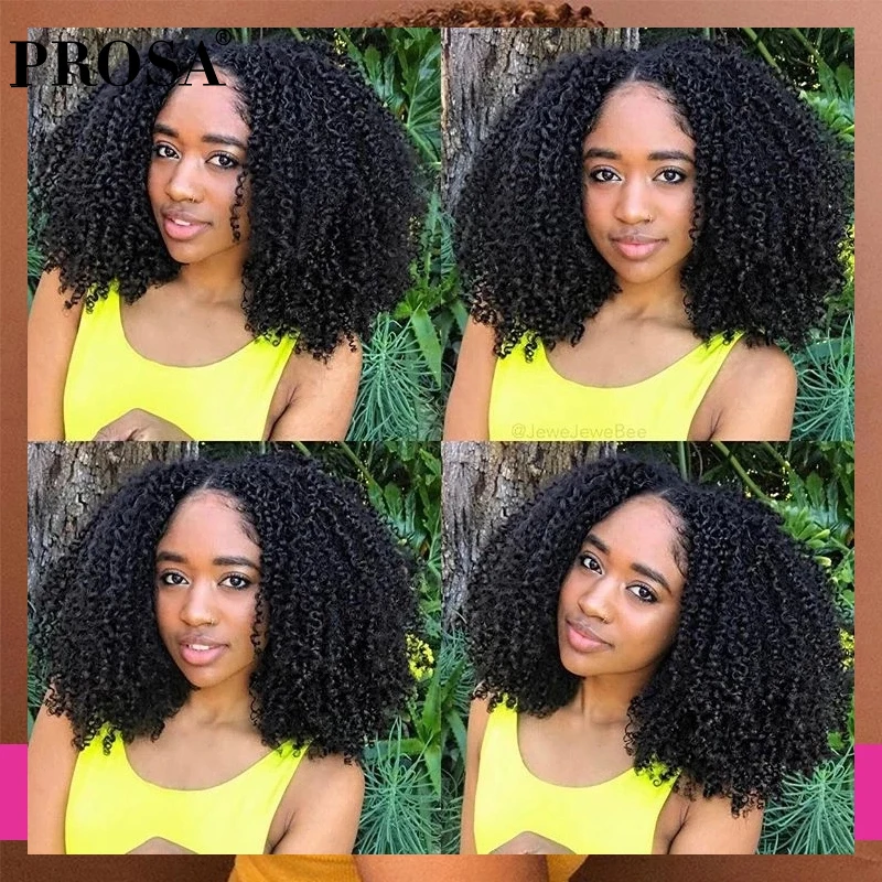 3B 3C-extensiones de cabello humano brasileño Remy, pelo Natural, Color Natural, Afro, rizado