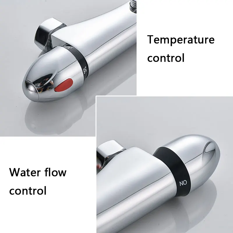 Imagem -04 - Rovogo-torneira de Banheira de Controle de Temperatura Constante Torneira do Banheiro Montado na Parede Torneira Misturadora Quente Fria Cromo de Latão Guindaste