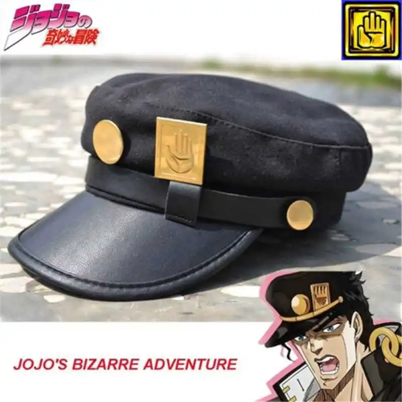 Anime JoJo's Bizarre Adventure Cosplay Cap Jotaro Kujo Joseph Hat Army Military JOJO Caps Hats Badges Animation Around Props