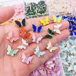 NEW 12Pcs/Set Creative Colorful Acrylic Butterfly Connector Pavé Zircon Jewelry Accessories For Bracelet Jewelry Making Supplies