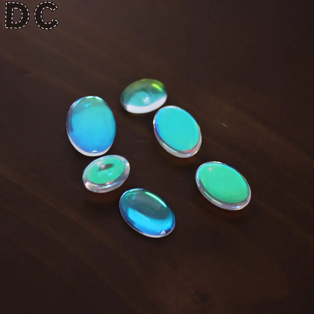 10pcs/lot Dia 6-20mm AB-Colorful Glass Cabochon Transparent Flat Cabochon Fit Blank Ring Pendant Tray For DIY Jewelry Making