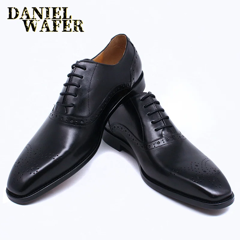 Herren-Oxford-Schuhe aus echtem Leder in Braun und Schwarz, hochwertige Business-Anzug-Hochzeitsschuhe mit Schlangenmuster und Schnürung – Detail 8
