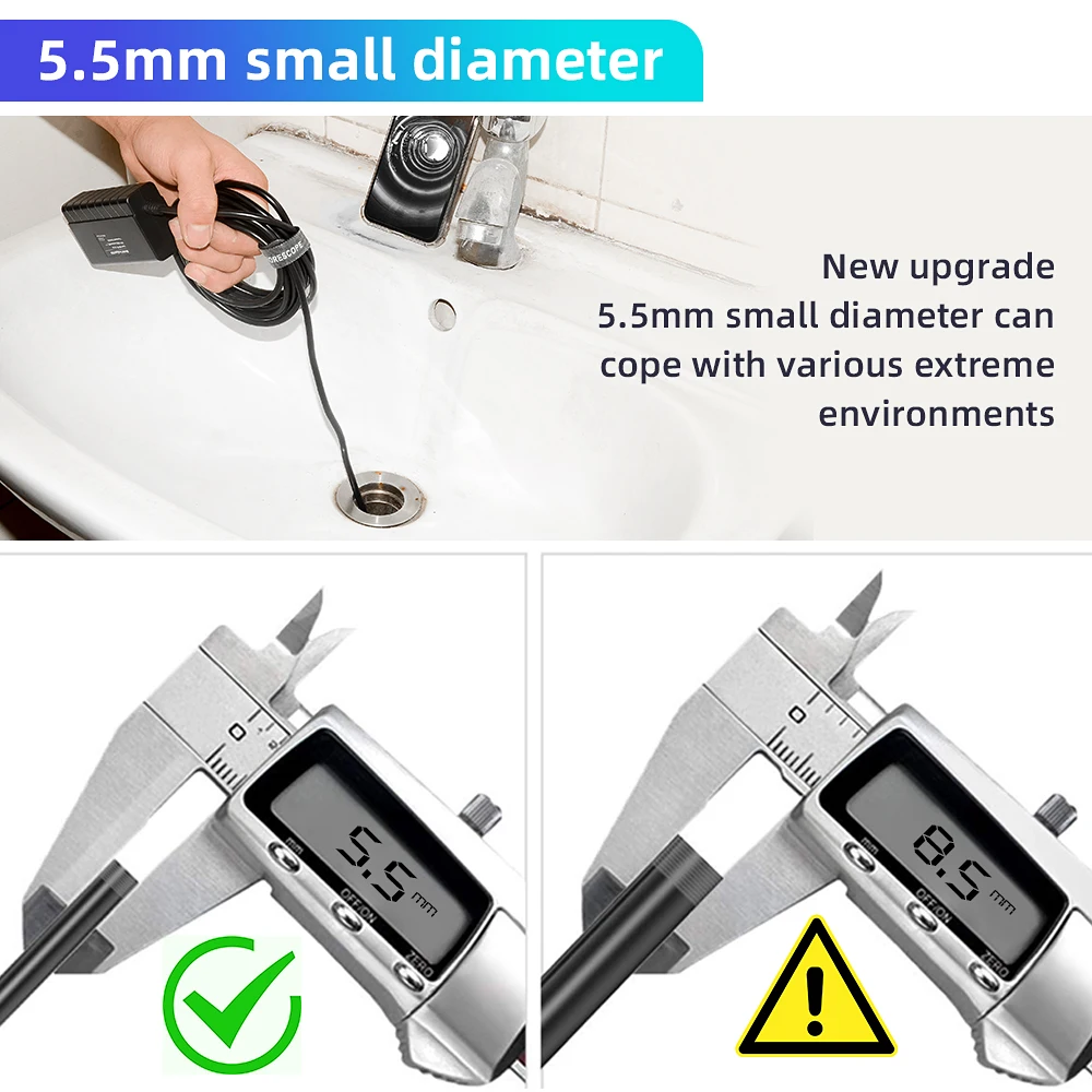 5.5 มม.5MP 1080P ไร้สาย WIFI Endoscope ตรวจสอบ Borescope กล้องทําความสะอาด Otoscope มือถือ