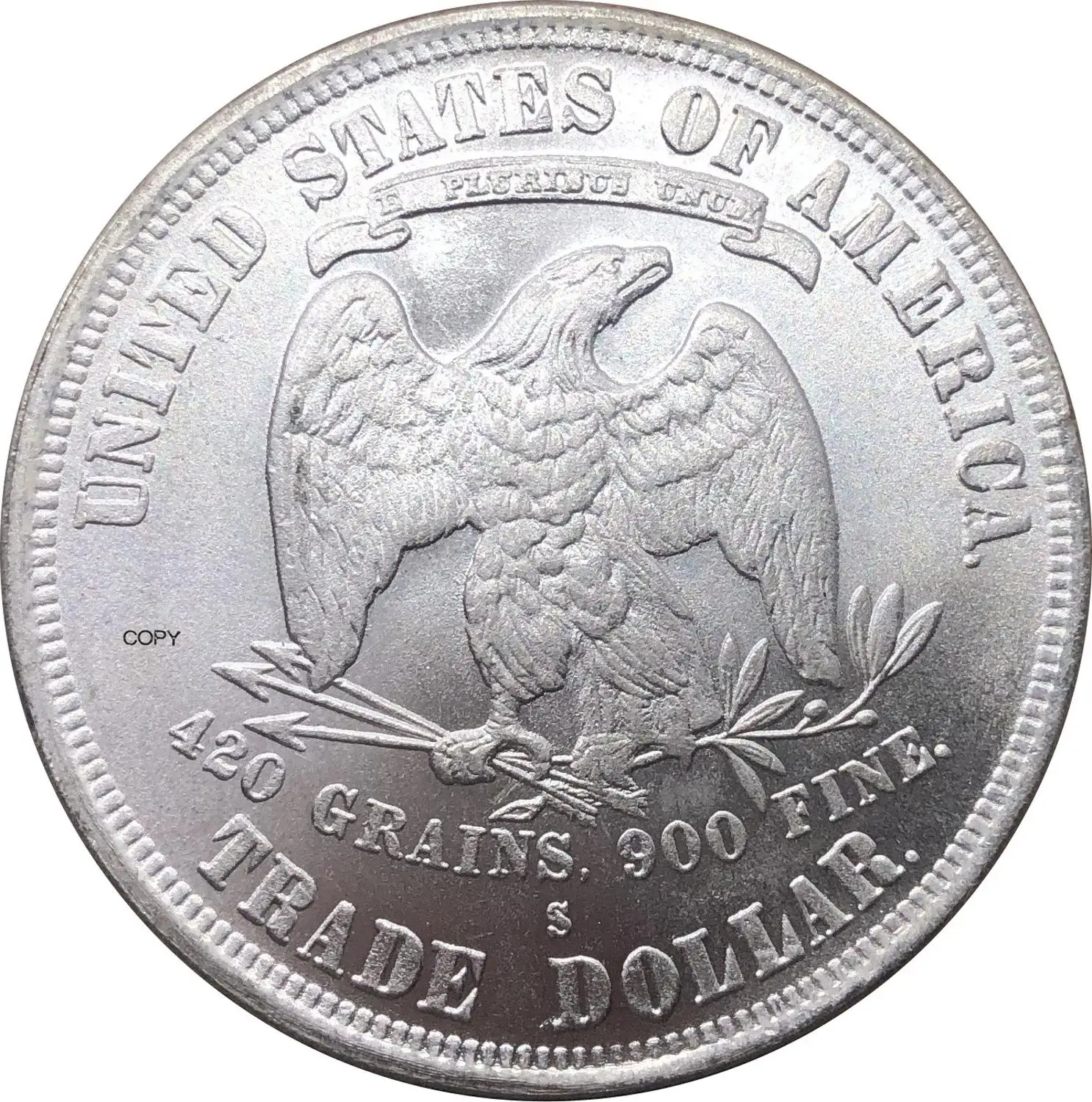 United States America 1877 S 1 Trade One Dollar US In God We Trust With Motto 420 Grains 900 Fine  Silver Plated Copy Coin