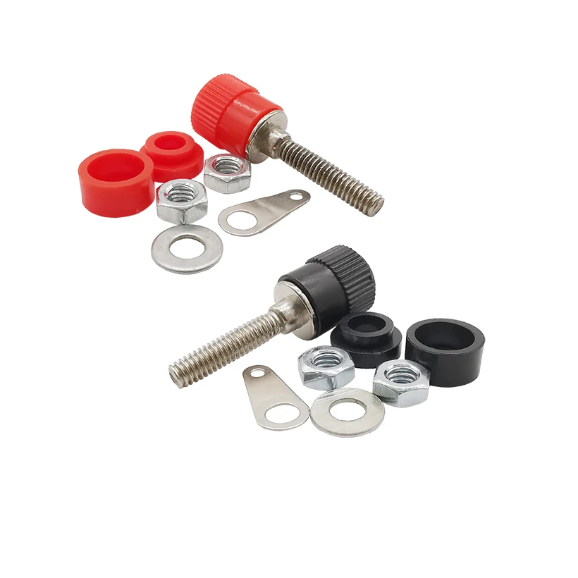 2/5/10Pairs 4mm Banana Socket Binding Post Nut Banana Plug Jack Terminal Block Connector Nickel Plated Red Black