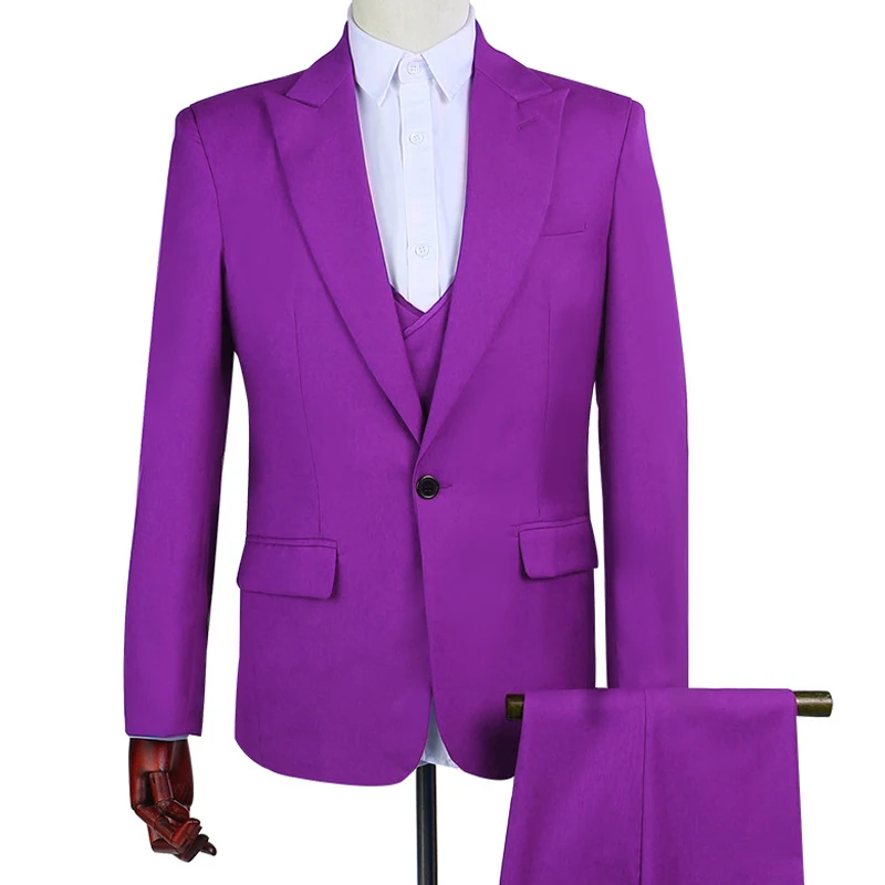 Purple Slim fit Wedding Suits for Men 3 piece Custom Groom Tuxedo 2023 Male Fashion Clothes Set 3 piece Jacket Vest with Pants