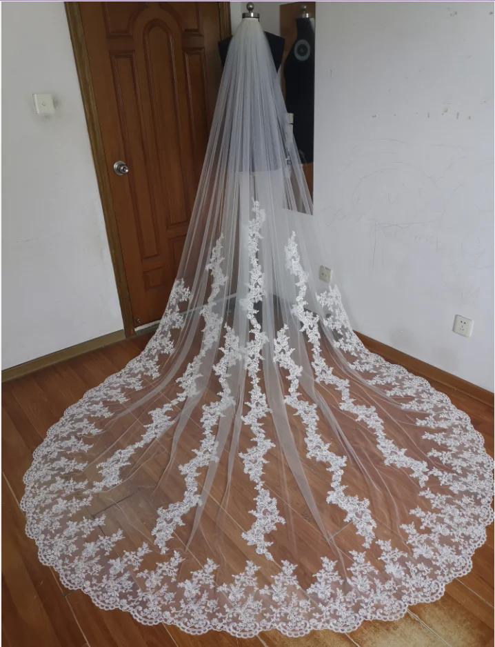 Neue weiße Elfenbein Spitze Schleier 105 "w x 120" (3m) Mantilla Kathedrale lange Hochzeits schleier Braut schleier Hochzeit Zubehör veu de noiva